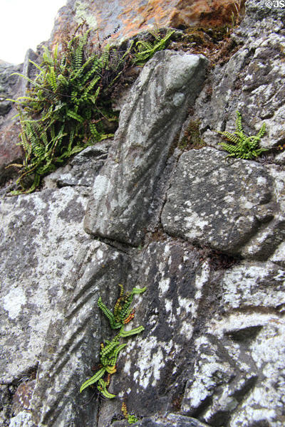 Carving detail on arch of priest's house (12thC) at Glendalough. Ireland.