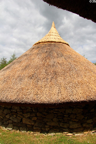 Replica of Ringfort house (700 CE) at Irish National Heritage Park. Ireland.