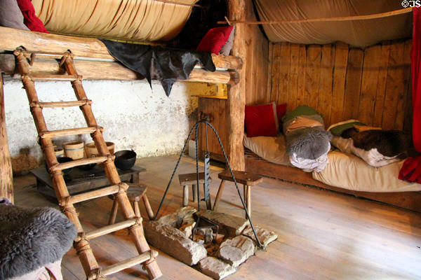 Interior of Ringfort house at Irish National Heritage Park. Ireland.