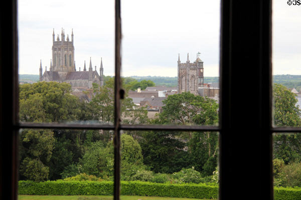 View of Kilkenny cathedral & town from Kilkenny Castle. Ireland.