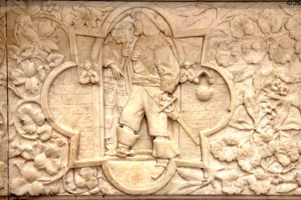 Carved detail of fireplace in picture gallery at Kilkenny Castle. Ireland.