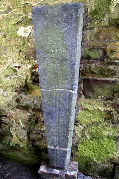 Tomb marker carved with cross at Jerpoint Abbey. Ireland.