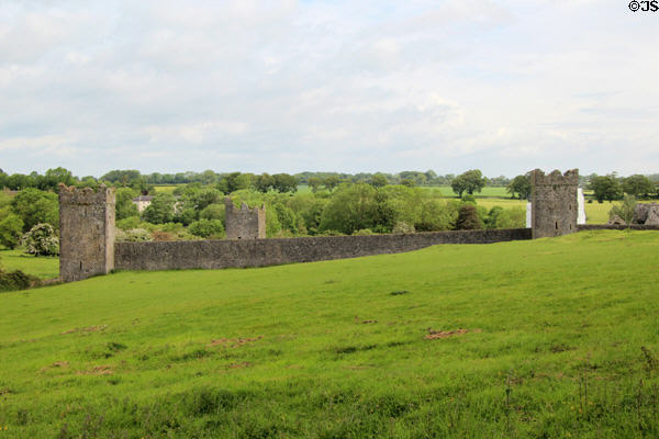 Kells Priory (founded 1193) developed as a walled series of tower houses. Kilkenny, Ireland.