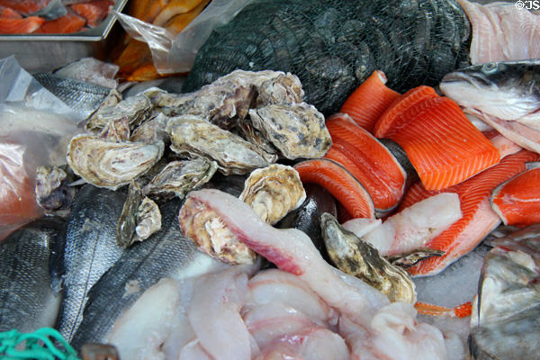 Seafood at street market. Kilkenny, Ireland.