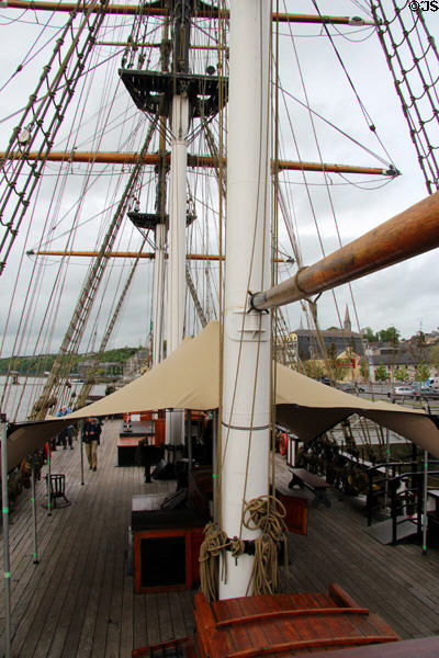 Masts & deck of Dunbrody Famine Ship. New Ross, Ireland.