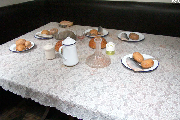 Captain's & higher class passenger's table at Dunbrody Famine Ship. New Ross, Ireland.