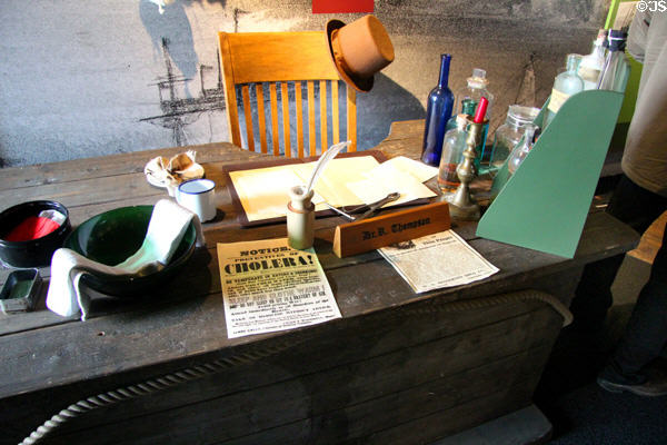 Reconstructed land office for emigrants to Canada at Dunbrody Famine Ship. New Ross, Ireland.