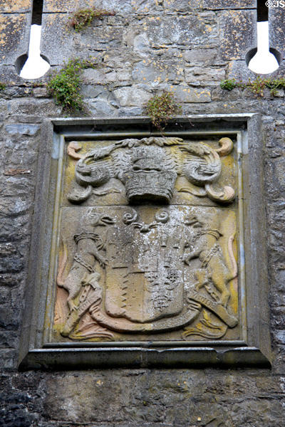 Coat of arms over entrance door at Cahir Castle. Cahir, Ireland.