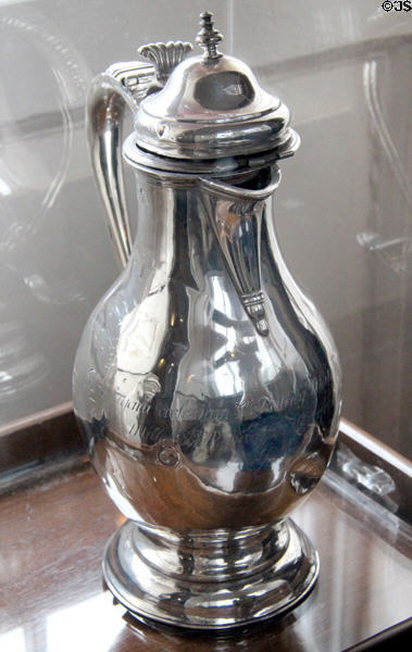 Silver flagon (1733) made in Dublin for church use at Bishop's Palace. Waterford, Ireland.