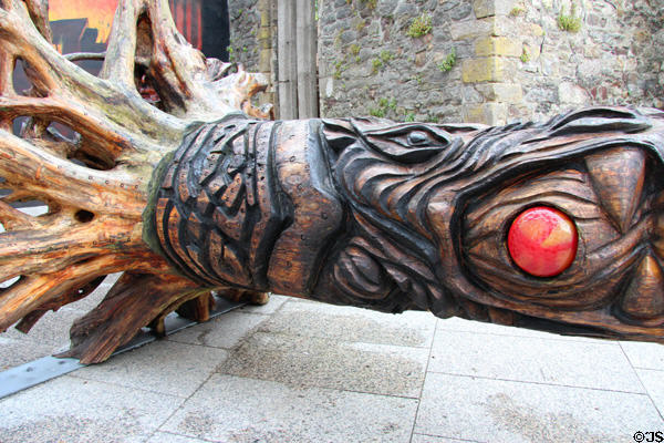 Comet morphing into dragon hilt detail of Viking sword sculpture by John Hayes near Reginald's Tower. Waterford, Ireland.