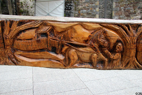 Viking trade grows under Irish kings (1100s) detail of Viking sword sculpture by John Hayes near Reginald's Tower. Waterford, Ireland.