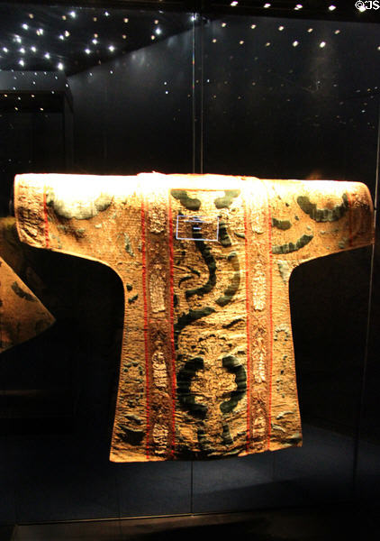 Medieval vestment discovered (1773) during demolition of old cathedral at Museum of Treasures. Waterford, Ireland.