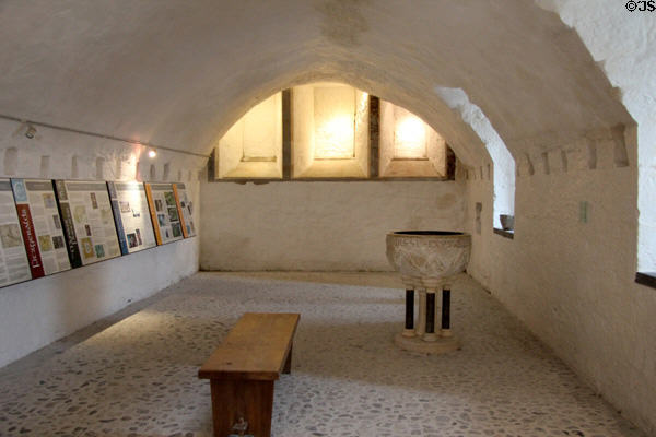Lowest level with display space relating history of Desmond Castle. Newcastle West, Ireland.