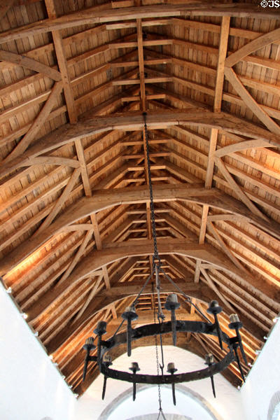 Wooden rafter ceiling at Desmond Castle. Newcastle West, Ireland.
