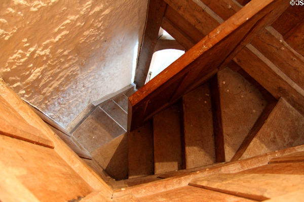 Detail of wooden staircase at Desmond Castle. Newcastle West, Ireland.