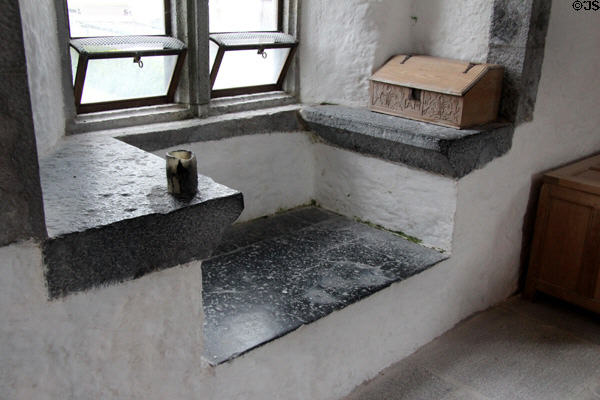 Stone window seat at Desmond Castle. Newcastle West, Ireland.