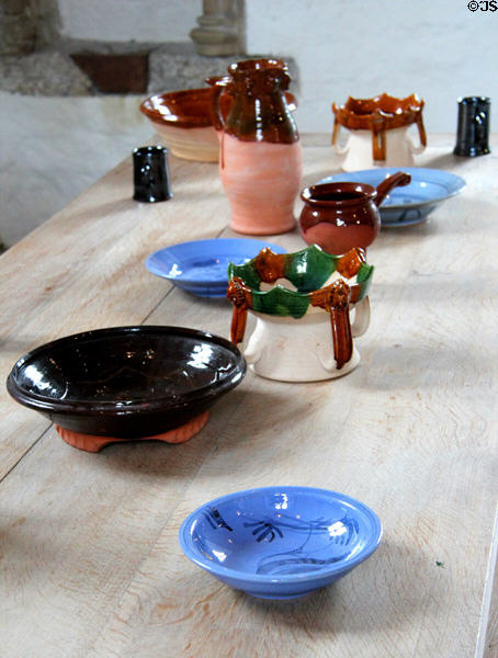 Replica earthenware at Desmond Castle. Newcastle West, Ireland.