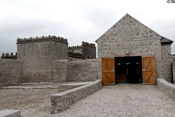 Stone walls protecting Desmond Castle. Newcastle West, Ireland.