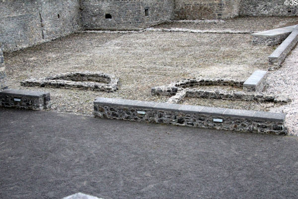 Foundations in courtyard at Desmond Castle. Newcastle West, Ireland.