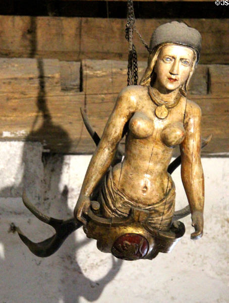 Leuchterweibchen, a flamboyant figure of German origin in Earl's bedroom at Bunratty Castle. County Clare, Ireland.