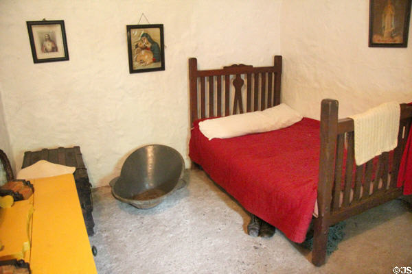 Bedroom in Cashen Fisherman's House at Bunratty Castle & Folk Park. County Clare, Ireland.