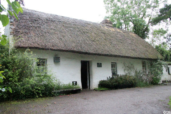 Shannon Farmhouse, typical of a smaller farmhouse of the region, reconstructed at Bunratty Castle & Folk Park, when Shannon Airport was built. County Clare, Ireland.
