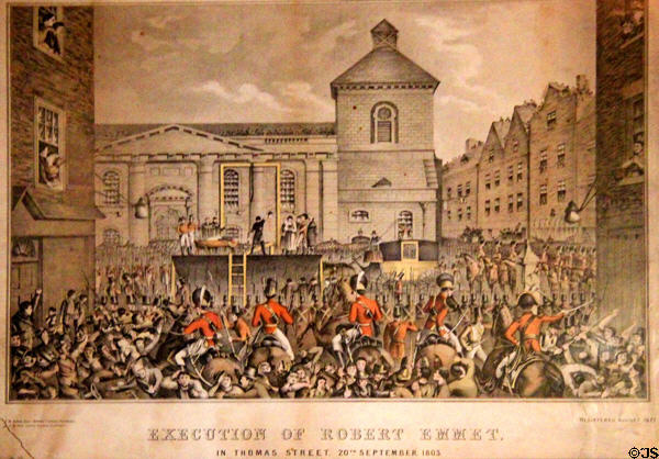 Graphic of "Execution of Robert Emmet", Irish patriot & rebel leader, in Golden Vale Farmhouse at Bunratty Castle & Folk Park. County Clare, Ireland.