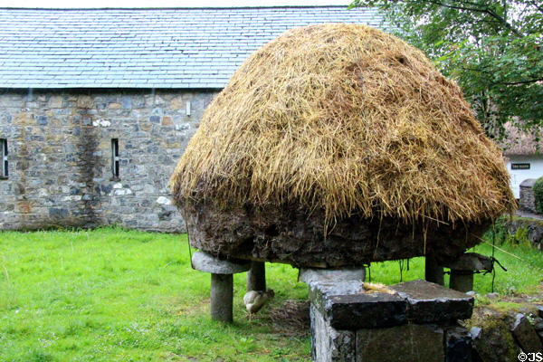 Hay stack near Byre Dwelling at Bunratty Castle & Folk Park. County Clare, Ireland.