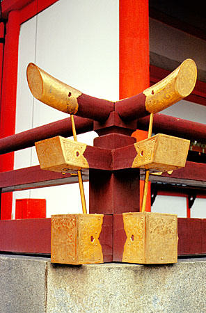 Cross beams of the Heian-jingu Shrine in Kyoto. Japan.