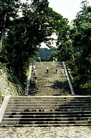 Steps up to the Kiyomizu-dera Temple, Kyoto. Japan.