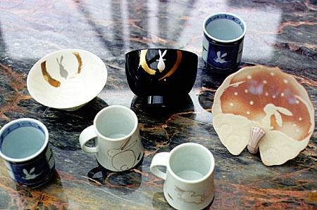 Porcelain with rabbits from Japan.