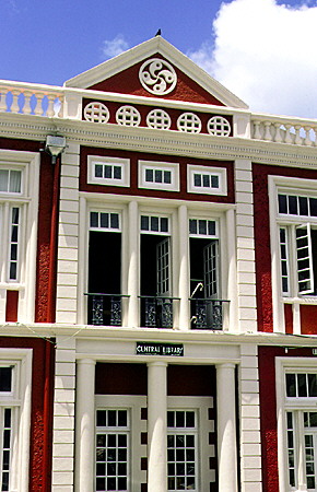 Victorian-style Castries public library. St Lucia.