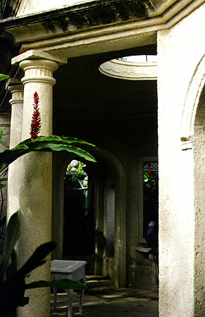 Romantic architecture of the Great House Restaurant on Gros Islet. St Lucia.