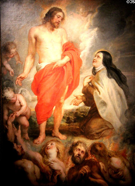 St Theresa of Avila Interceding for Bernadino de Mendoza in Purgatory painting (c1630) by Peter Paul Rubens at National Museum of History & Art. Luxembourg, Luxembourg.