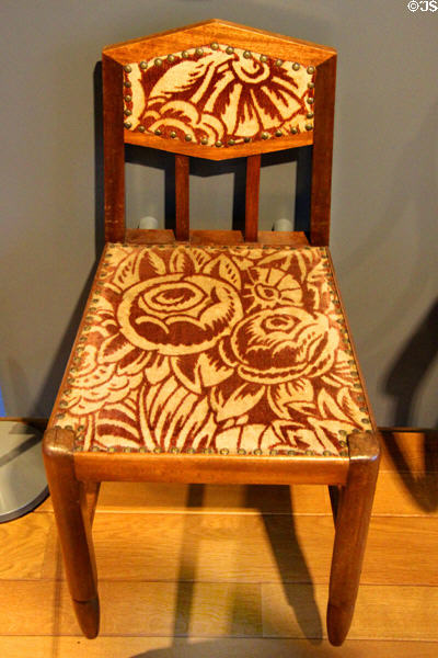 Oak & fabric Art Deco living room chair at National Museum of History & Art. Luxembourg, Luxembourg.