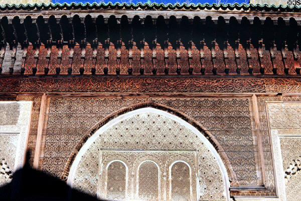 Medersa Bou Inania Muslim school woodwork details. Fes, Morocco.