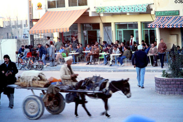 Men in afternoon at cafe in Midelt. Morocco.