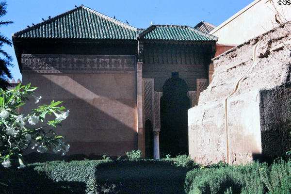Saadian Tombs (late 16thC) a royal necropolis on south side of Kasbah Mosque. Marrakesh, Morocco.