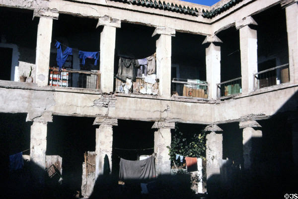 Crumbling building courtyard. Marrakesh, Morocco.