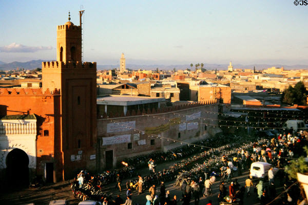 Place Jemaa el-Fnaa main market square. Marrakesh, Morocco.