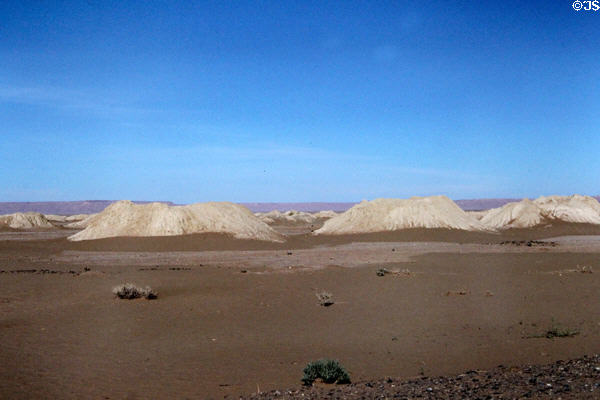 Mounds above ancient irrigation tunnels west of Erfoud. Morocco.