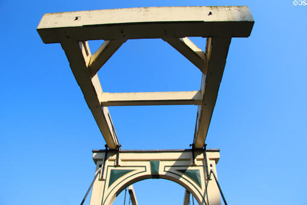 Detail of drawbridge counterweight mechanism at Arnhem Openlucht Museum. Arnhem, Netherlands.