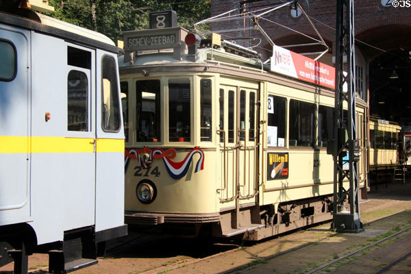 Tram 274 that operated in Den Haag (1921-60) at Arnhem Openlucht Museum. Arnhem, Netherlands.