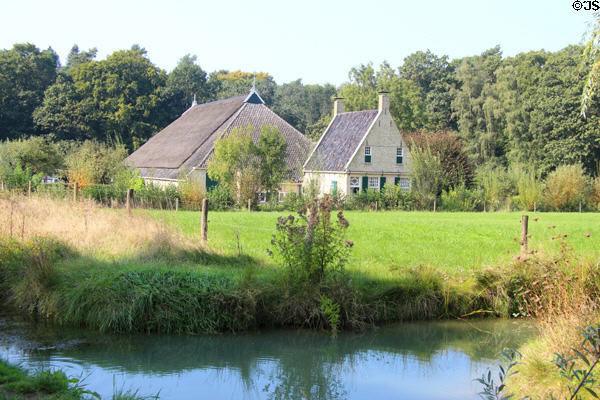 Landscape with houses at Arnhem Openlucht Museum. Arnhem, Netherlands.