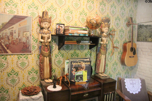 Indonesian Yard with a mixture of Indonesian & Western objects at Arnhem Openlucht Museum. Arnhem, Netherlands.
