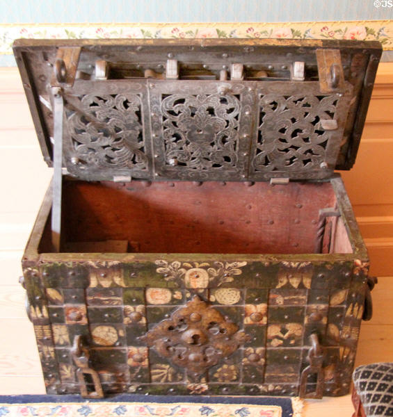 Antique strong box in home of Pieter Teyler at Teylers Museum. Haarlem, Netherlands.