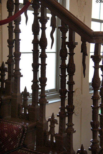 Detail of ornately carved banister in home of Pieter Teyler at Teylers Museum. Haarlem, Netherlands.