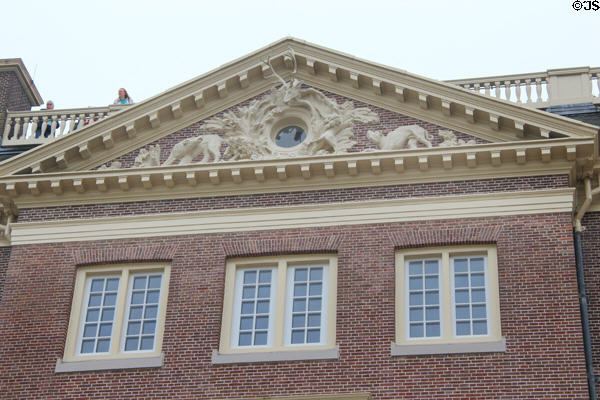 Decorative relief adorning pediment atop Het Loo Palace. Het Loo, Netherlands.