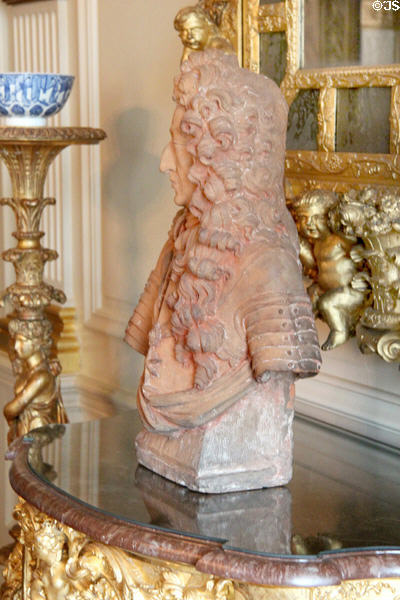 Royal bust on ornate side table in New Dining Room. Het Loo, Netherlands.