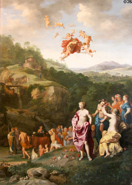 Mercury and Herse painting, depicting mythological narrative from Ovid's Metamorphoses by Cornelis van Poelenburch. Het Loo, Netherlands.